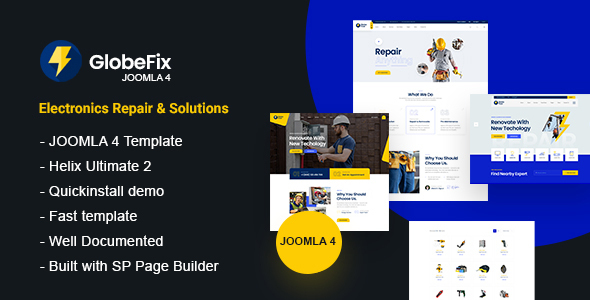 GlobeFixer – Joomla 5 Electronics Repair & Business Solutions Template